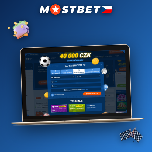 Mostbet registrace na notebooku a mobilu s formulářem e-mail a telefon